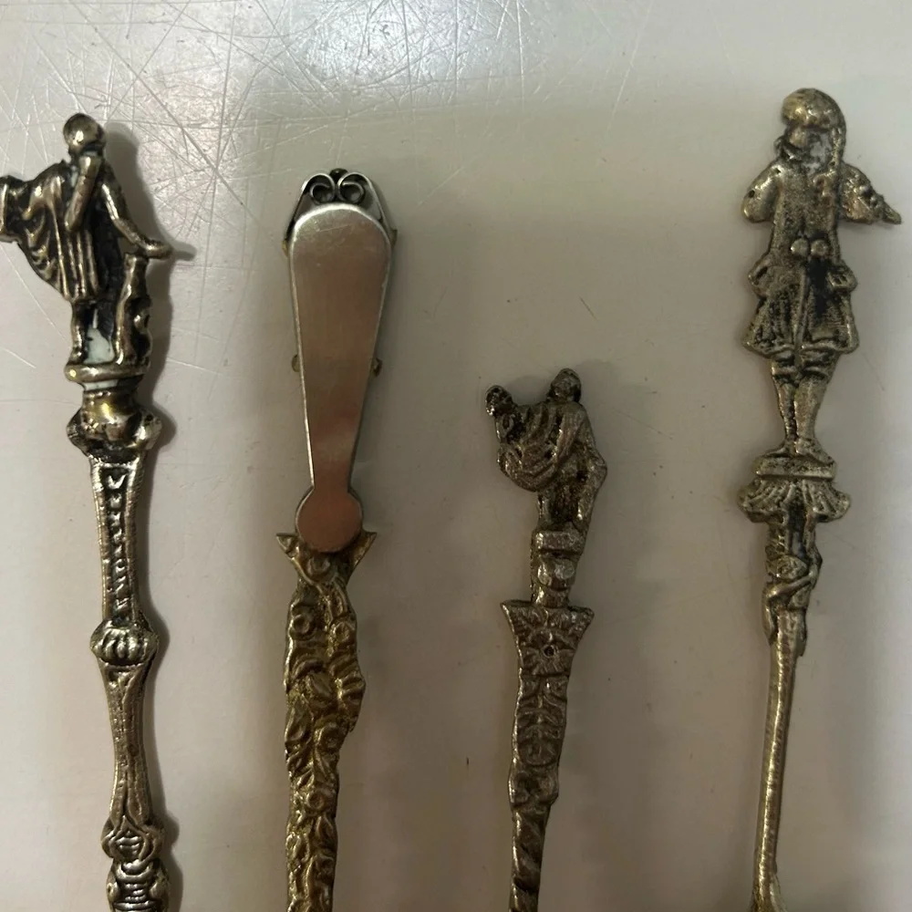 Vintage sugar spoon and olive fork lot of 4